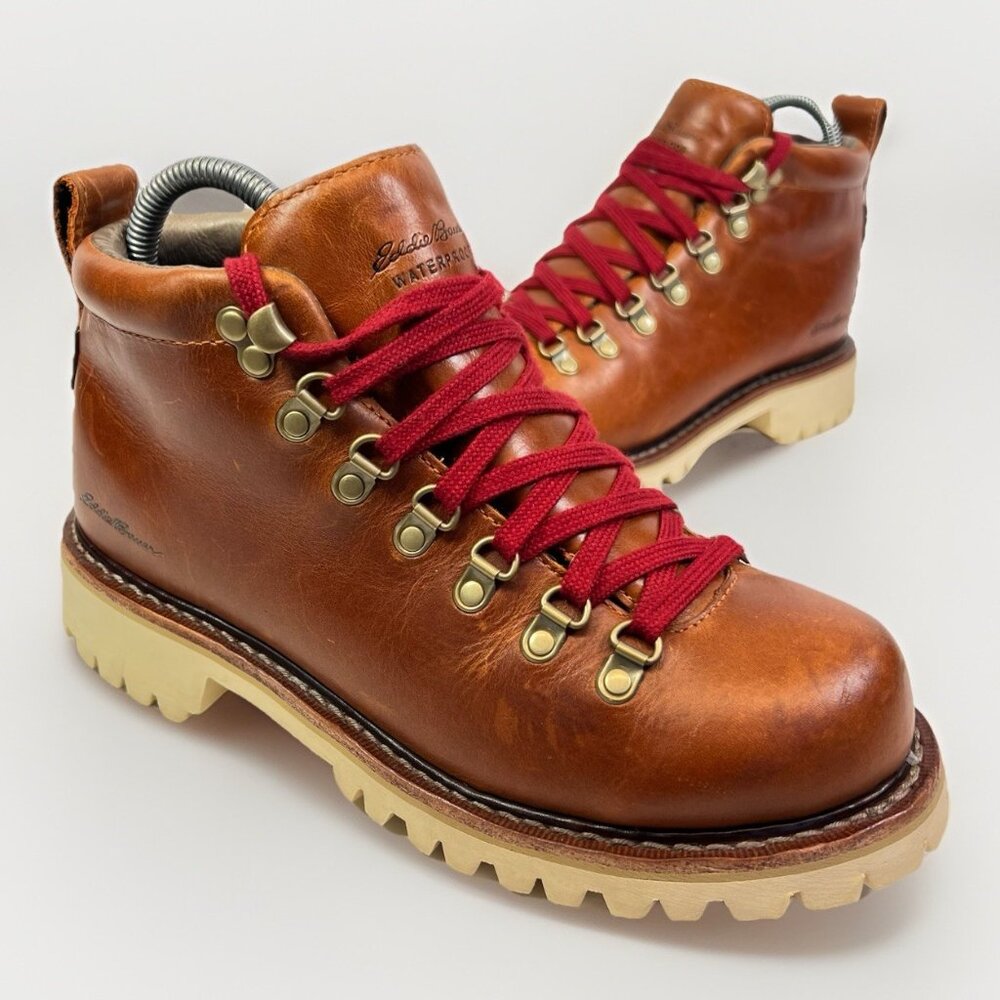 Eddie Bauer K-6 Waterproof Hiking Boots Womens sz 7 Brown Leather Mountaineering